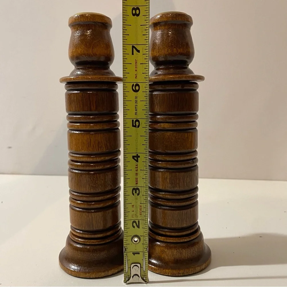 Set of Two Homeco Wooden Candlestick/Napkin Ring Holders